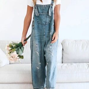 Women's Light Blue Denim Overalls